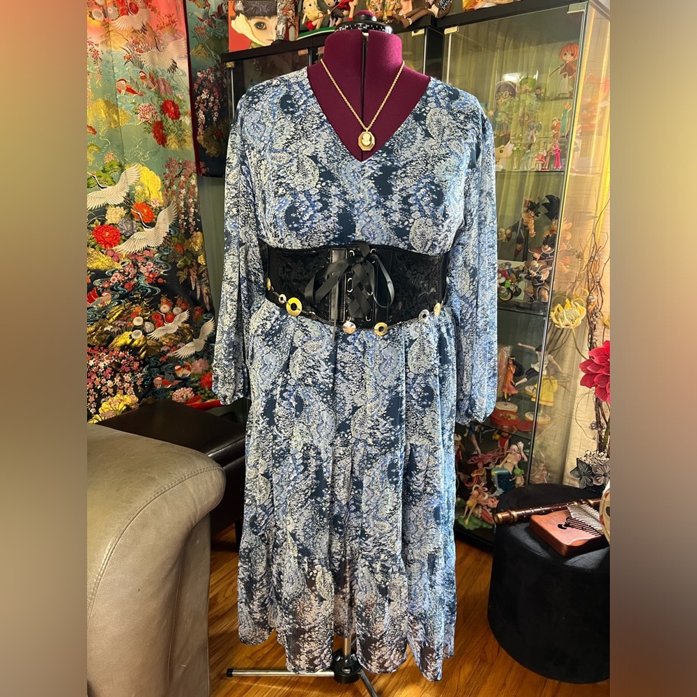 Joie Limited Edition Maxi Dress Plus Size XXL in Blue Parisian Paisley